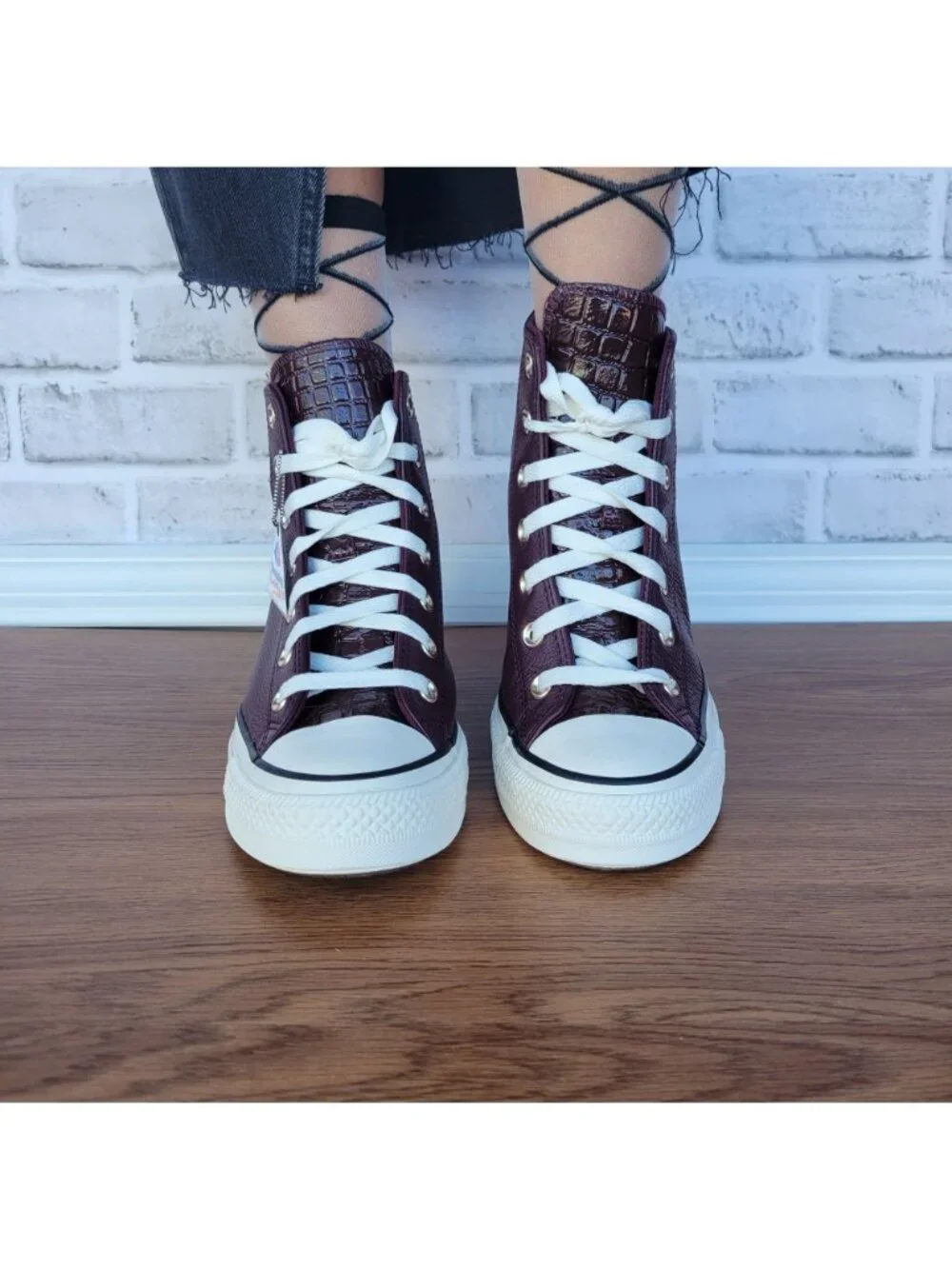 ❤️Converse Chuck Taylor All Star Wedge 8 Womens Shoes Sneaker Burgundy A12349C - Picture 7 of 13